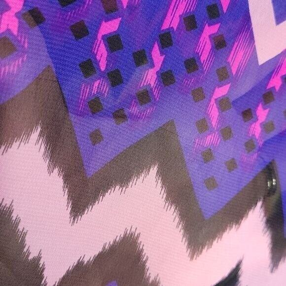 Miken Swim Multicolor Chevron Printed Tassel Side Pullover Swim Coverup Women Lg - Picture 4 of 7